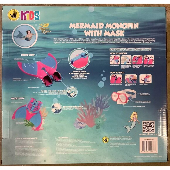 Body Glove Mermaid Monofin With Mask Mermaid Linden Pink/Blue - Picture 4 of 4